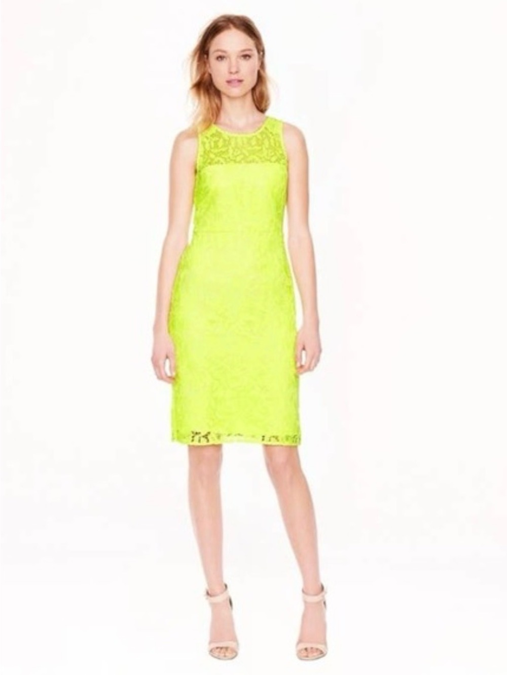 J. Crew Collection Neon Yellow Lace Dress